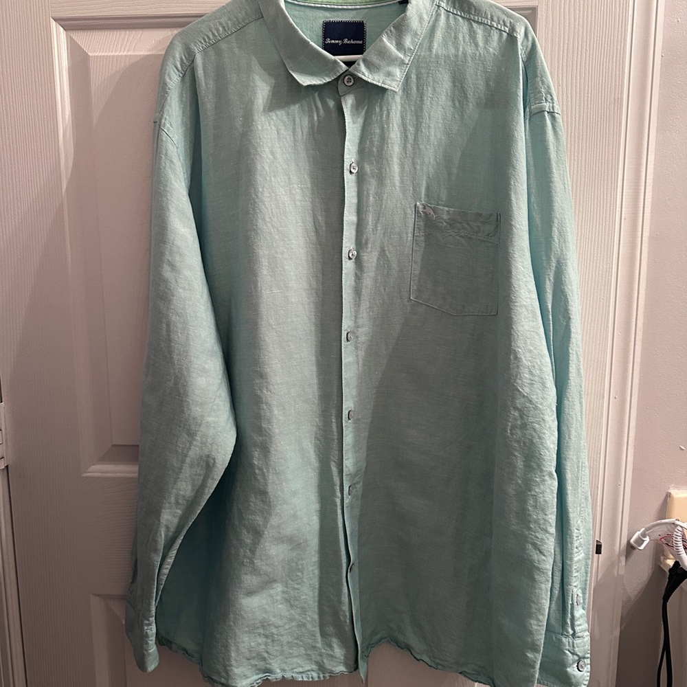Tommy Bahama Light Mint Green Linen Button-Down Shirt